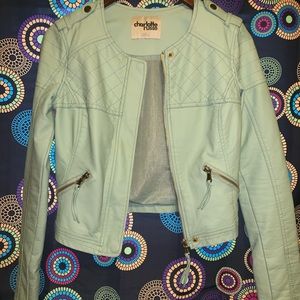 Mint green faux leather jacket